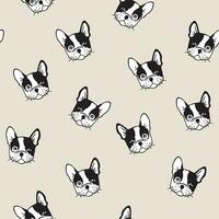 Vector pattern illustration of randomly scattered bulldogs face. Art in stripped style. Design for wallpapers, prints on fabrics, etc.