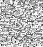 Handmade vector illustration of repeating slum pattern. Art artistically representing a favela. Design for prints on fabrics, wallpapers, etc.