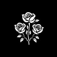 rosas - negro y blanco aislado icono - vector ilustración