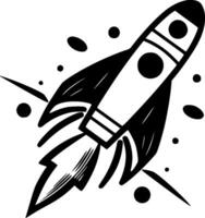 Rocket, Black and White Vector illustration