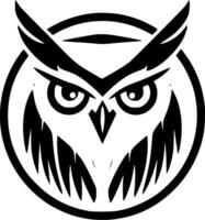 Owl, Black and White Vector illustration