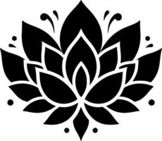 Lotus Flower, Black and White Vector illustration