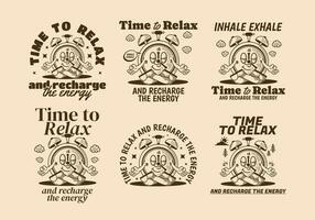 Time to relax and recharge energy, alarm clock mascot character in meditation pose vector