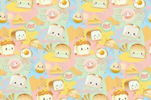 Cute breakfast pattern element background vector