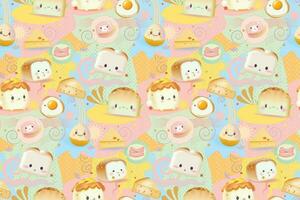 Cute breakfast pattern element background vector