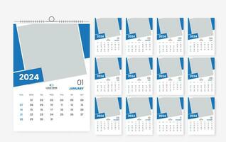 2024 pared calendario modelo diseño 12 página vector