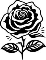 Rosa - negro y blanco aislado icono - vector ilustración