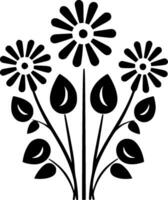 flores - negro y blanco aislado icono - vector ilustración