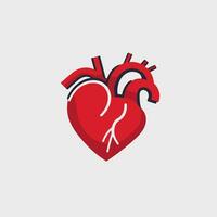 Medication management filled red logo. Cardiovascular medical care. Human heart. Design element. Created with artificial intelligence. Ai art for corporate branding, vaccine producer, retail pharmacy vector