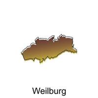 Map City of Weilburg, World Map International vector template with outline illustration design