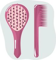 Hair brushes. Pink combs. High quality vector illustration.