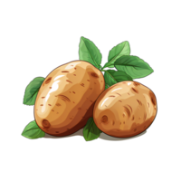 Charming Cartoon Illustration of Fresh Raw Potatoes, ai generated png