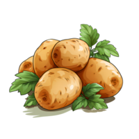 Fresh Hand Drawn Cartoon Illustration of Raw Potatoes, ai generated png