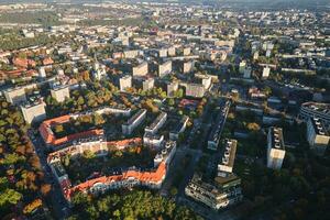 residencial edificio en europeo ciudad, aéreo vista. Breslavia, Polonia foto