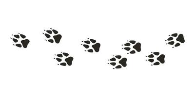 Wolf paws. Animal paw prints, vector different animals footprints black on white background illustration