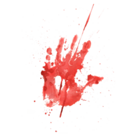 hell Rot, scharlachrot Blut beflecken Palme drucken mit spritzt zum das Design und Dekor von das Tag von das tot, Halloween. Aquarell Illustration, Hand gezeichnet. isoliert Objekt png