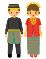 couple portant Indonésie traditionnel tissu png