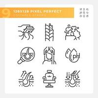 Pixel perfect black icons set of haircare, customizable thin linear creative illustration. vector