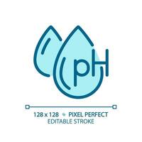 2D pixel perfect editable ph balance blue icon, isolated vector, haircare thin line simple monochromatic illustration. vector