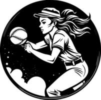 Softball, Minimalist and Simple Silhouette - Vector illustration