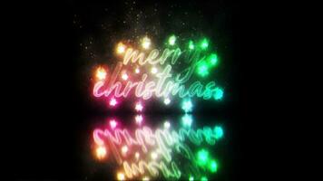 Merry Christmas colorful neon laser text animation glitch effect video