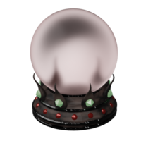 3D rendering of isometric Fortune teller magic crystal ball. Divination and foresight of future, magic tools of sorcerers. Realistic PNG illustration isolated on transparent background