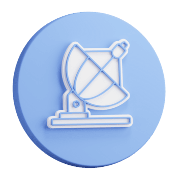 3d knapp tolkning av radio teleskop för utforska universum och Plats. astronomisk observationer av stjärnor. realistisk blå vit png illustration isolerat på transparent bakgrund