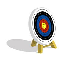 sports color target for archery arrows on wooden support. Equipment for sports competitions. Isometric vector