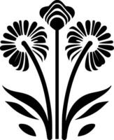 Flower - Black and White Isolated Icon - Vector illustration