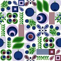 Background with blueberries, geometric shapes vector