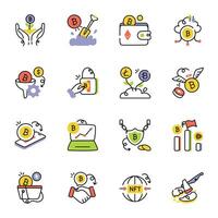 Pack of Bitcoin Market Hand Drawn Icons vector