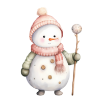 ai génératif mignonne pastel Noël bonhomme de neige png