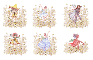 Composition of dancing ballerina with butterflies. png