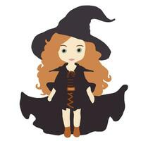 cute witch on white background. Vector illustration