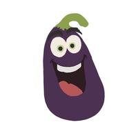 cute eggplant isolated on white background. vector