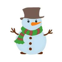 Snowman with scarf  and scarf isolated on white background. vector