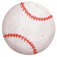 Isolated cute baseball ball sport with red seam in watercolor style and transparent background png