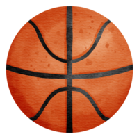 Isolated cute orange basketball ball in watercolor style and transparent background png