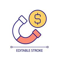 Customizable icon representing investment promotion concept, isolated vector, FDI thin line illustration. vector