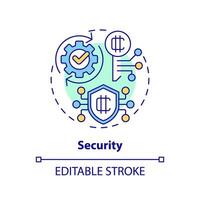 2D editable security thin line icon concept, isolated vector, multicolor illustration representing digital currency. vector