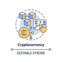 2D editable cryptocurrency thin line icon concept, isolated vector, multicolor illustration representing digital currency. vector