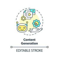 Editable content generation icon concept, isolated vector, AI for SEO thin line illustration. vector