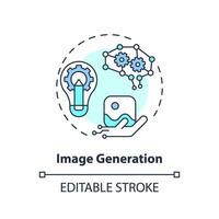 Editable image generation icon concept, isolated vector, AI for SEO thin line illustration. vector