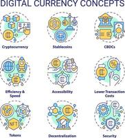 2D editable icons set representing digital currency concepts, isolated vector, thin line colorful illustration. vector