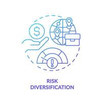 2D gradient risk diversification icon, isolated vector, foreign direct investment thin line illustration. vector