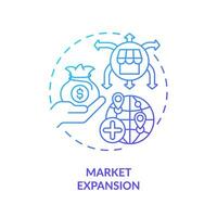 2D gradient market expansion icon, isolated vector, foreign direct investment thin line illustration. vector