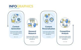 2D AI for SEO vector colorful infographics template, data visualization with 4 steps, process timeline chart.