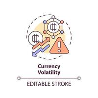 2D editable currency volatility thin line icon concept, isolated vector, multicolor illustration representing digital currency. vector