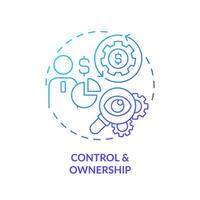 2D gradient control and ownership icon, isolated vector, foreign direct investment thin line illustration. vector