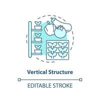 2D editable vertical structure icon representing vertical farming and hydroponics concept, isolated vector, thin line illustration. vector